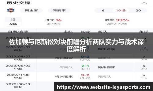 佐加顿与厄斯松对决前瞻分析两队实力与战术深度解析